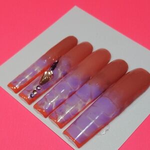 Purple and Brown Press-On Nails